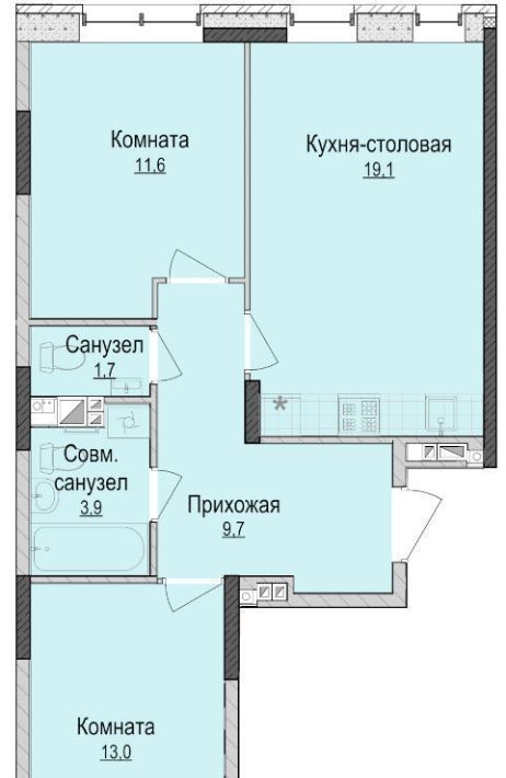 квартира г Ижевск р-н Индустриальный Культбаза ЖК «Утро на Репина» жилрайон, 2-й мкр фото 1