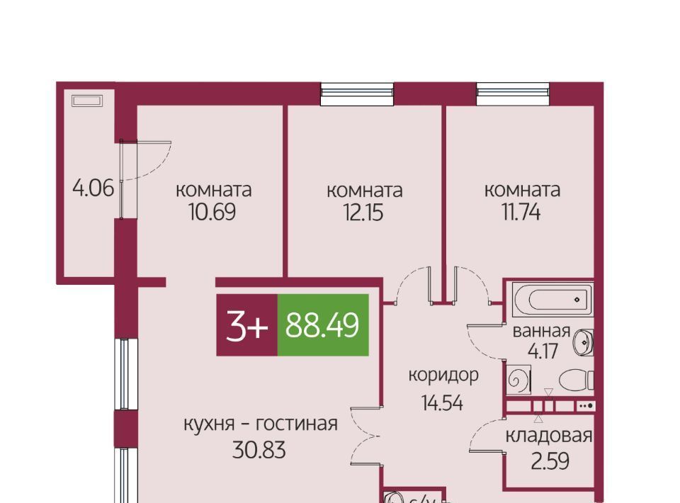 квартира г Тюмень р-н Центральный ул 2-я Луговая 24к/3 фото 1