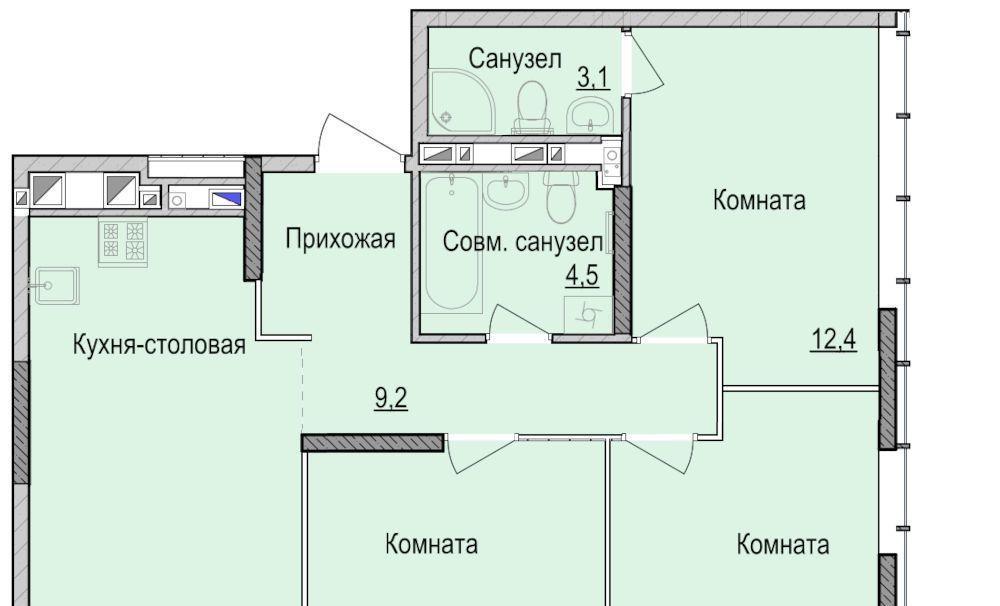 квартира г Ижевск р-н Индустриальный Культбаза ЖК «Утро на Репина» 3 жилрайон, 2-й мкр фото 1