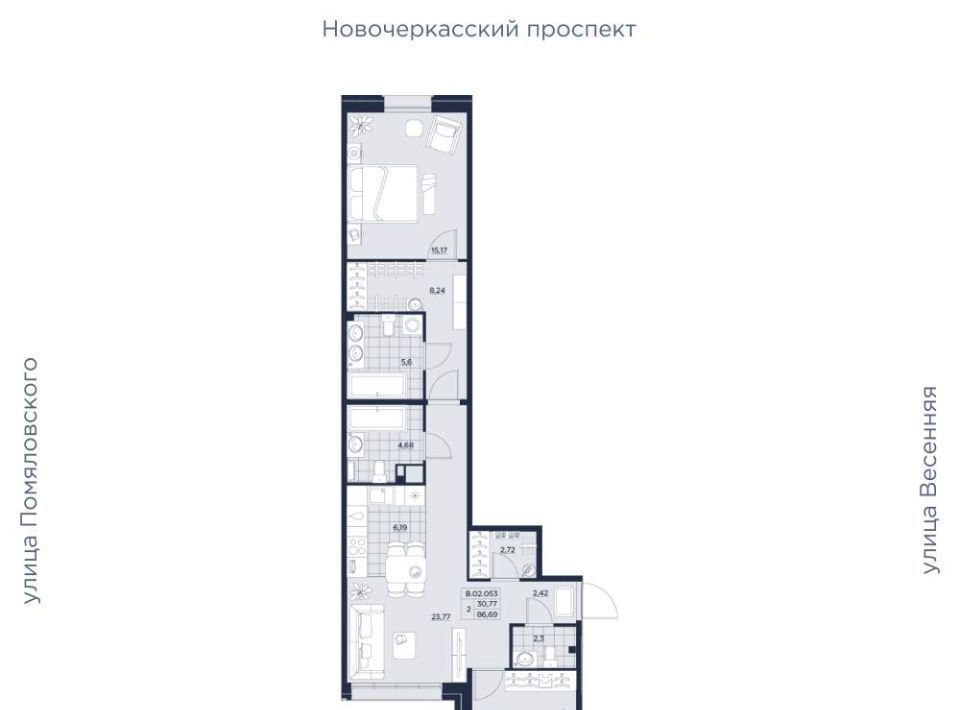 квартира г Санкт-Петербург метро Новочеркасская ул Помяловского фото 1