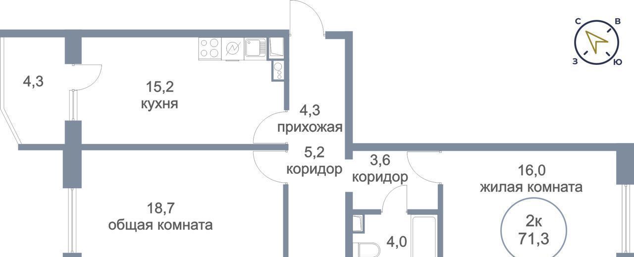 квартира городской округ Солнечногорск д Голубое б-р Парковый 2 корп. 1, Андреевка фото 1