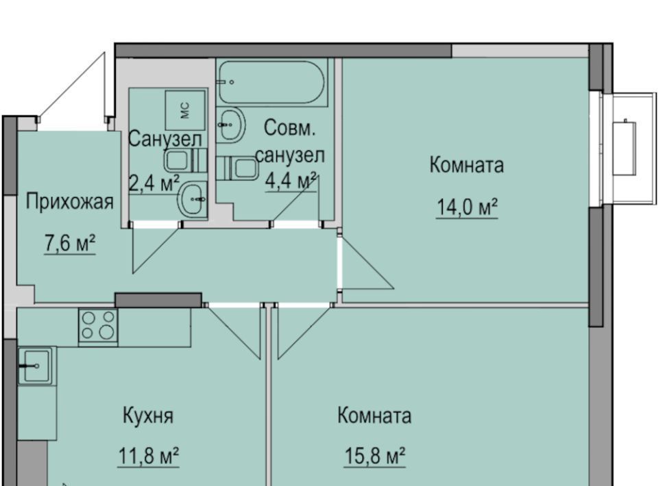 квартира г Ижевск р-н Первомайский ЖК Ключевой Ключевой Поселок мкр, Поселок 83А жилой комплекс фото 1