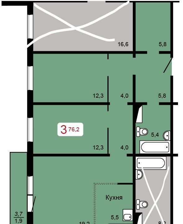 квартира г Красноярск р-н Свердловский ул Судостроительная 1 д. 3 фото 1