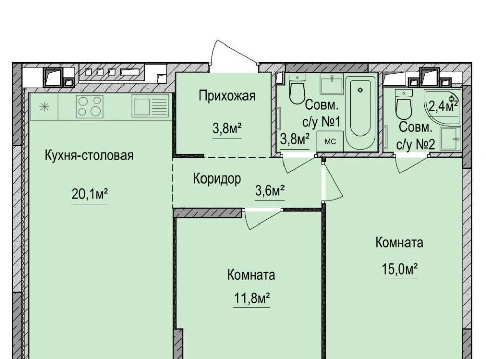 квартира г Ижевск р-н Устиновский Аэропорт ЖК «Финский квартал» жилрайон фото 1