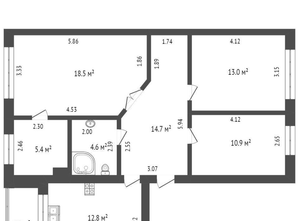 квартира г Тюмень р-н Калининский ул Чернышевского 2бк/10 фото 22