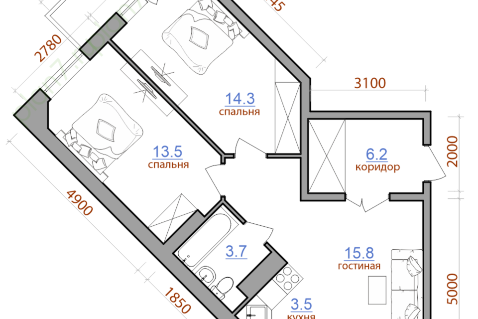 квартира г Иркутск ул Розы Люксембург 3/1 фото 1