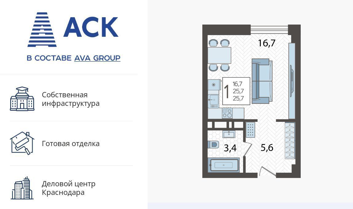 квартира г Краснодар р-н Карасунский ул Уральская 75/6 Карасунский округ фото 1