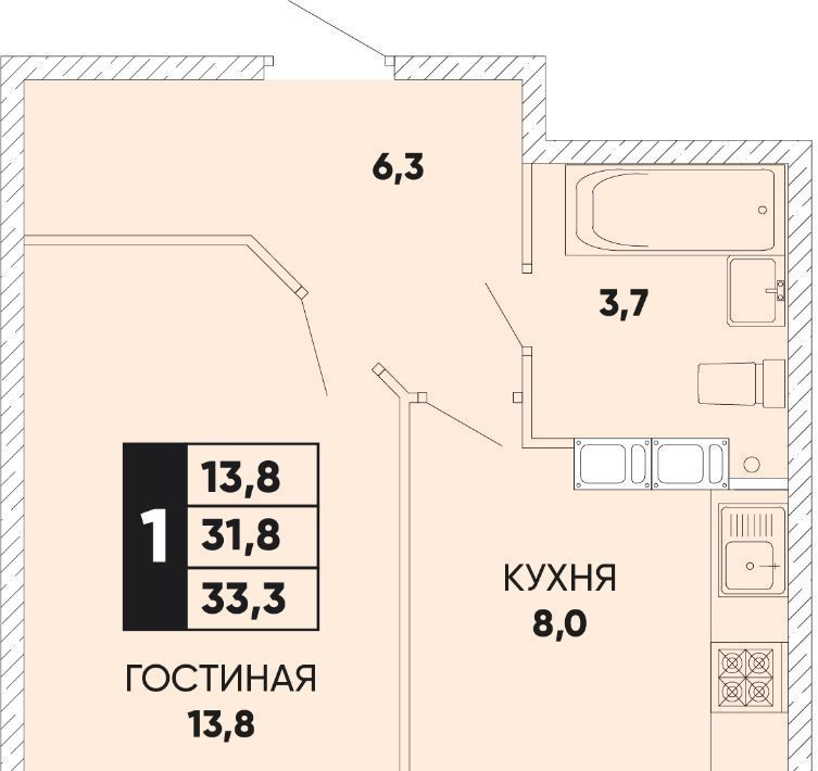 квартира г Ростов-на-Дону р-н Пролетарский ул Берберовская 30с/2 фото 1