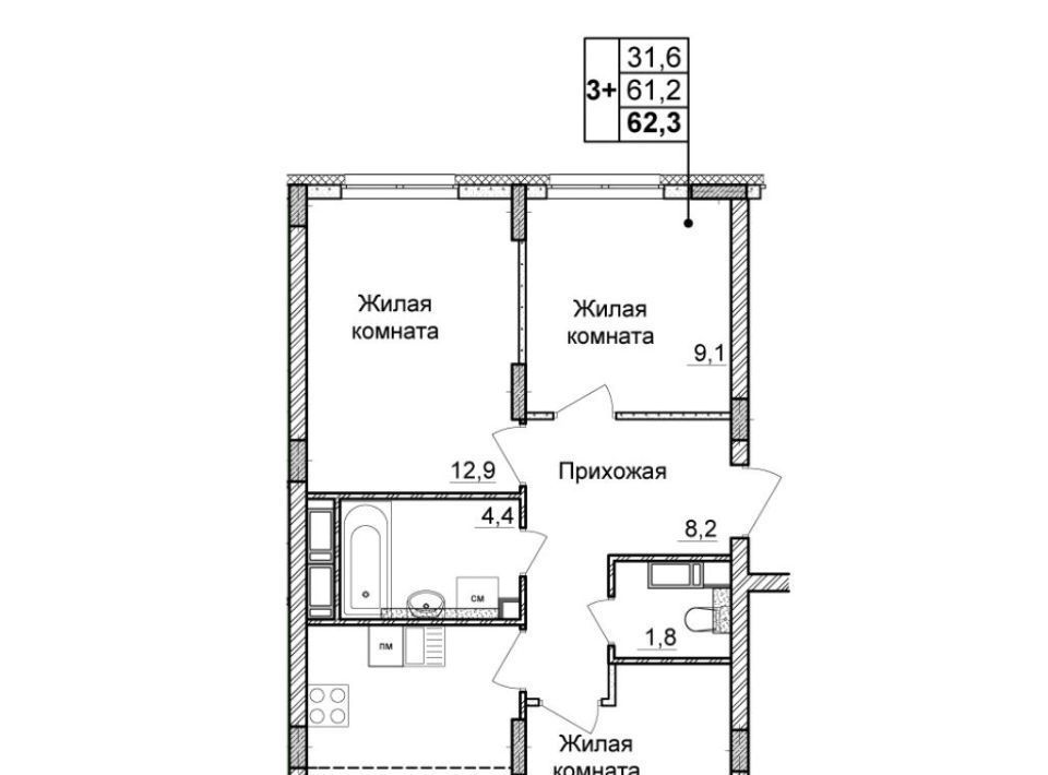 квартира г Нижний Новгород д Кузнечиха Горьковская фото 1