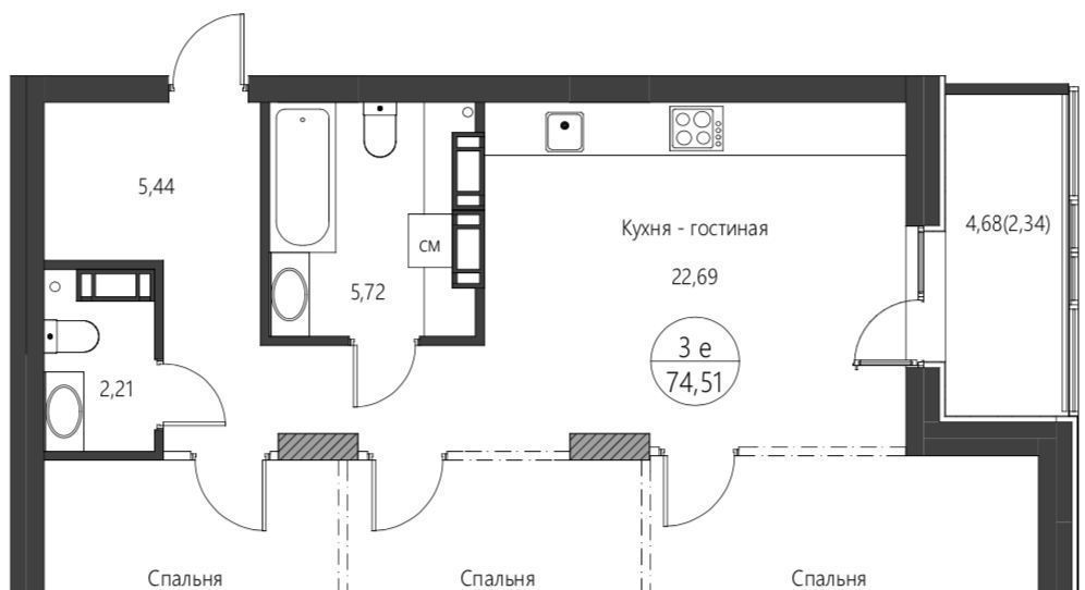 квартира г Хабаровск р-н Индустриальный Строитель ул Сысоева 21/2 фото 1