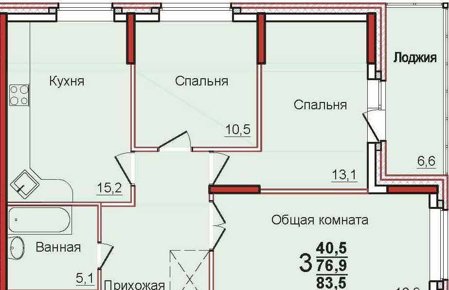 квартира р-н Ленинский с Осиновая Гора ул. Аркадия Шипунова, 12, Тула фото 1