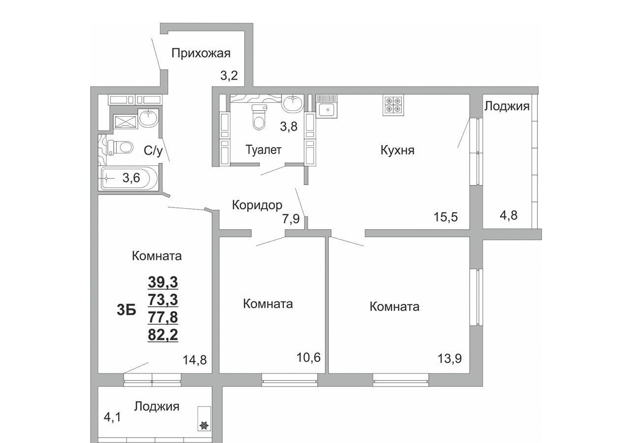 квартира г Набережные Челны р-н Комсомольский пр-кт Набережночелнинский 17а/28 фото 3