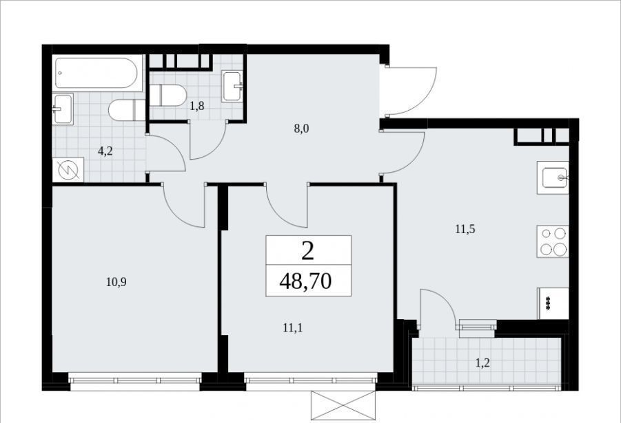 квартира г Москва п Сосенское п Коммунарка метро Коммунарка д. 35. 2, Московская область фото 3