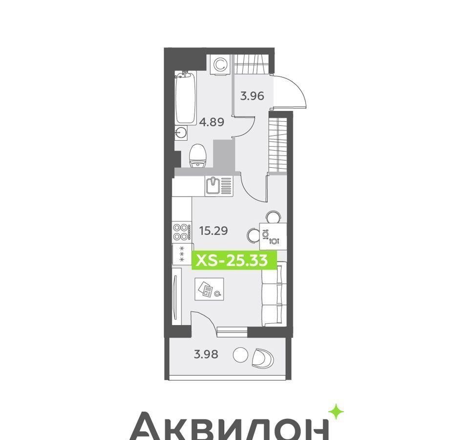 квартира г Санкт-Петербург метро Купчино ЖК «Аквилон All In 3.0» округ Звёздное фото 1