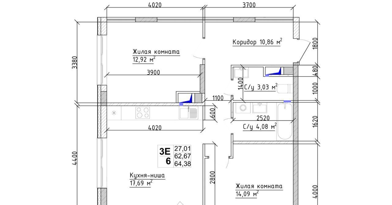 квартира г Кемерово р-н Заводский 15-й микрорайон Южный 8 фото 3