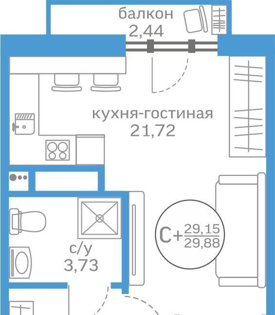 квартира г Тюмень р-н Калининский ул Краснооктябрьская 16 фото 1