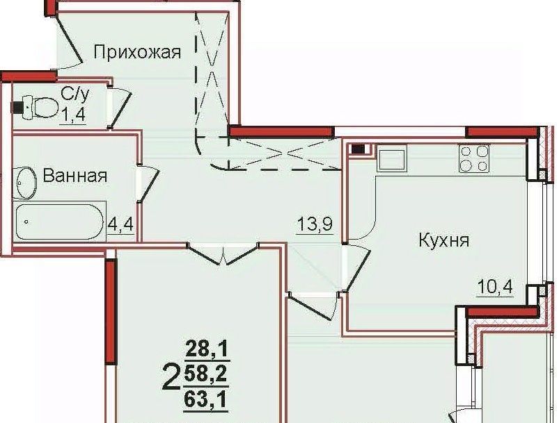 квартира р-н Ленинский с Осиновая Гора мкр Левобережный Тула фото 1