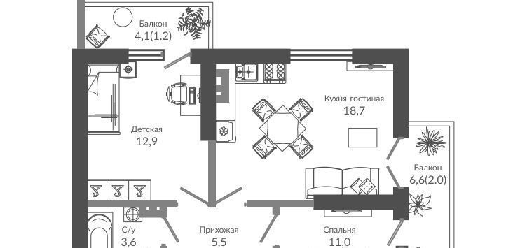 квартира г Сочи р-н Адлерский посёлок Кудепста ЖК Флора фото 3