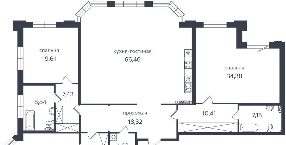 квартира г Санкт-Петербург метро Крестовский Остров коса Петровская 1к/2 фото 1