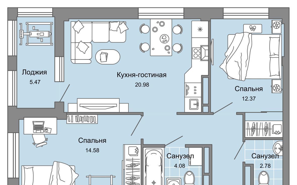 квартира г Киров р-н Ленинский ул Дмитрия Козулева фото 12