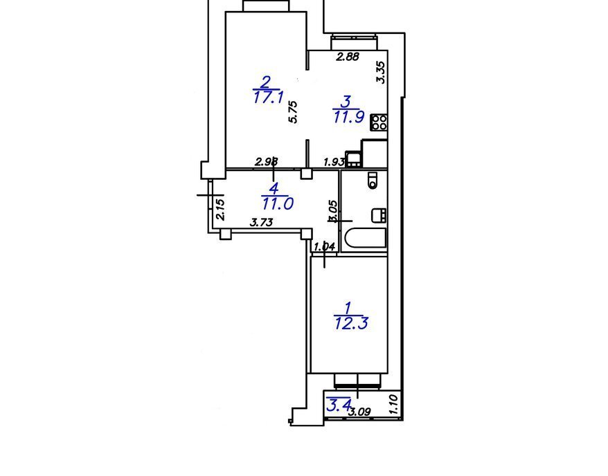 квартира р-н Всеволожский г Кудрово ул Ленинградская 9/8 Улица Дыбенко фото 21