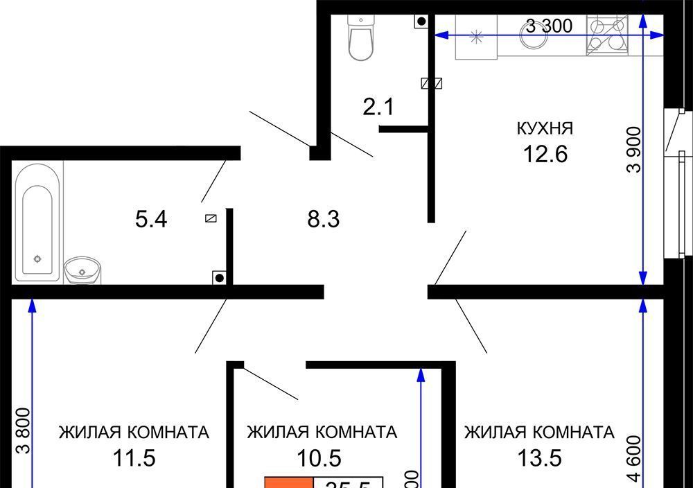 квартира г Краснодар р-н Прикубанский ул им. лётчика Позднякова 2/11 ЖК «Дыхание» фото 1