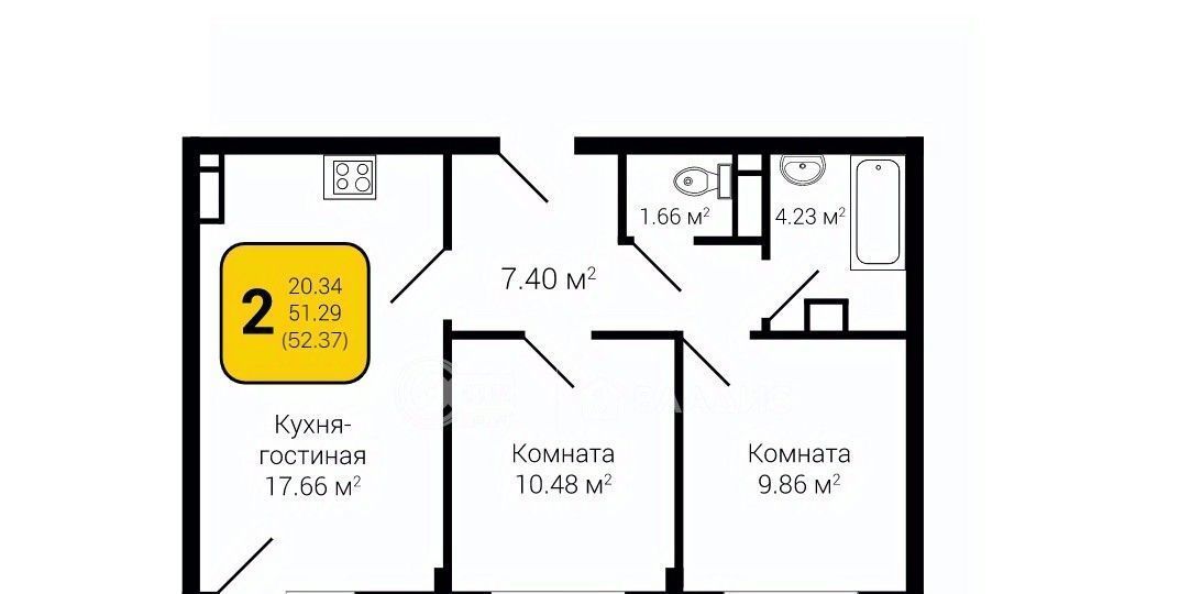 квартира г Воронеж р-н Советский ул Курчатова 26б фото 1