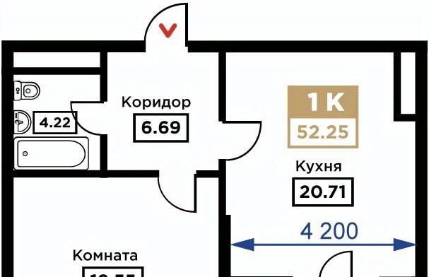 квартира г Краснодар р-н Прикубанский Школьный микрорайон ул Школьная 1 фото 1