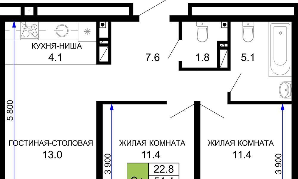 квартира г Краснодар р-н Прикубанский Николино Парк ЖК «Дыхание» фото 1