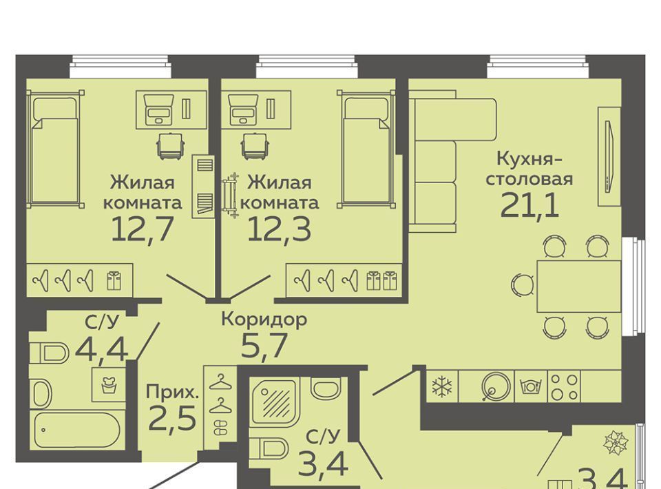 квартира г Екатеринбург микрорайон Новокольцовский Ботаническая фото 1