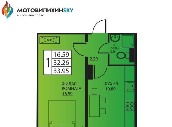 квартира г Пермь р-н Мотовилихинский ул Гашкова 2с/3 53к фото 1