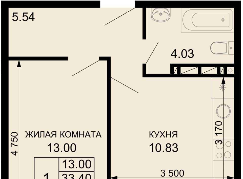 квартира г Краснодар р-н Прикубанский ЖК «Русские сезоны» фото 1