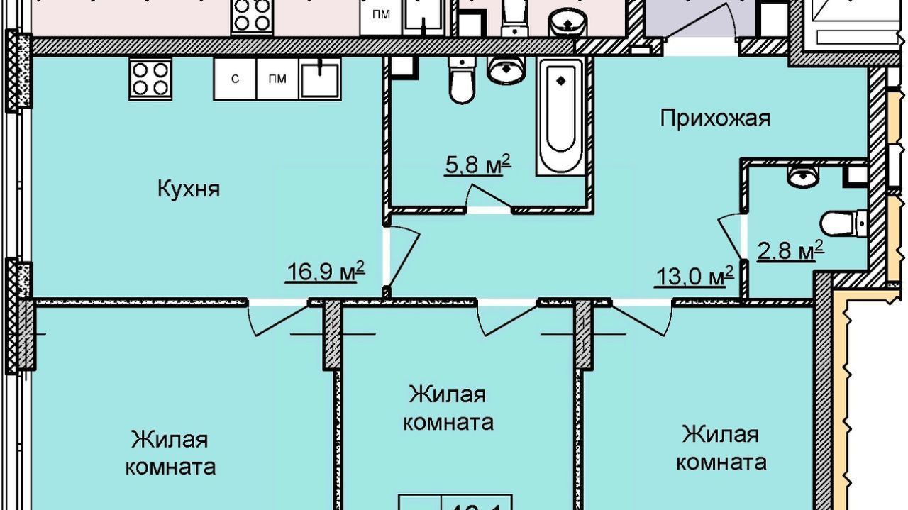 квартира г Нижний Новгород Горьковская ЖК «Цветы 2» 10 фото 1