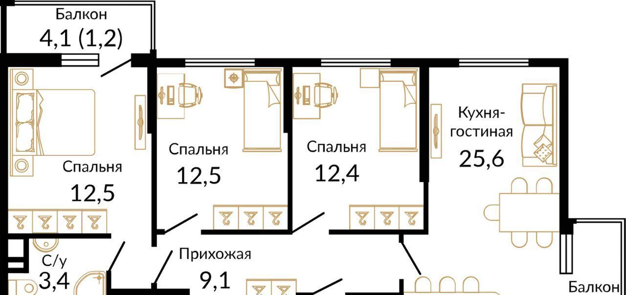 квартира г Ростов-на-Дону р-н Советский Западный ул 339-й Стрелковой Дивизии 10а/18 фото 14