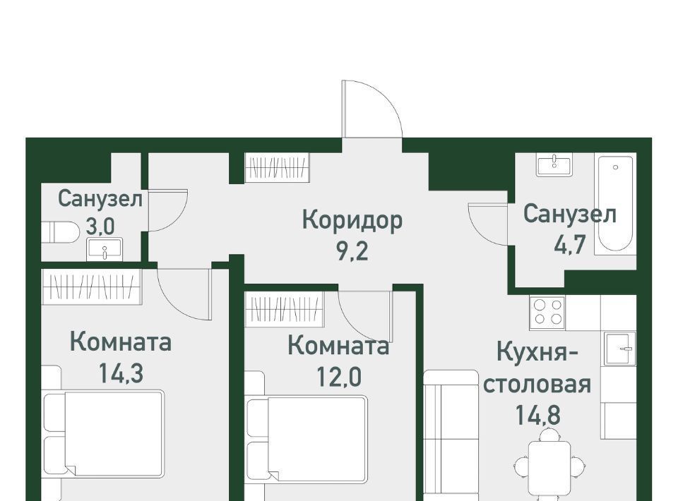 квартира р-н Сосновский п Западный р-н мкр Привилегия Кременкульское с/пос фото 1