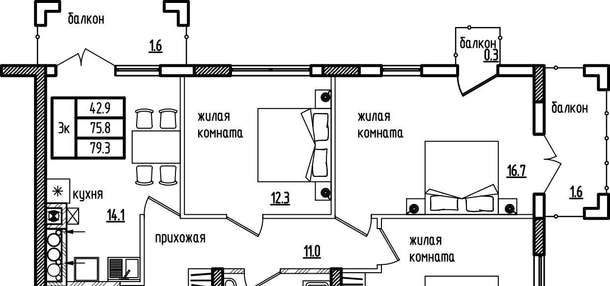 квартира г Калининград р-н Центральный ул Дубовая аллея 3ак/2 фото 1