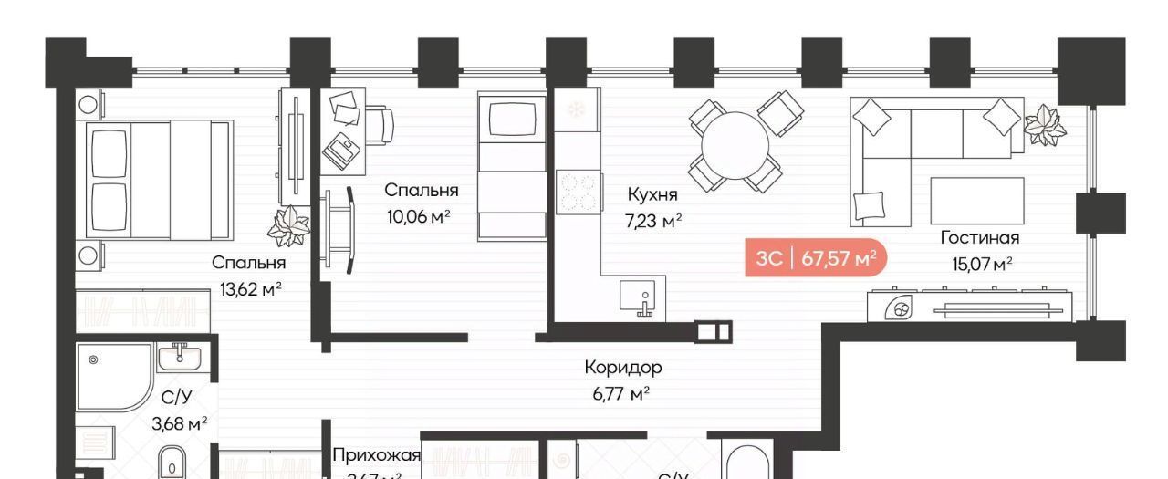 квартира г Новосибирск р-н Октябрьский Речной вокзал ул Ленинградская 348 фото 1