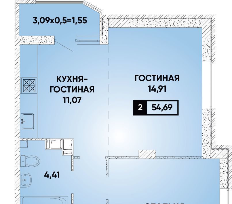 квартира г Краснодар р-н Прикубанский микрорайон «Губернский» фото 1