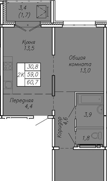 квартира г Новосибирск р-н Ленинский ул Связистов 13/2 фото 1