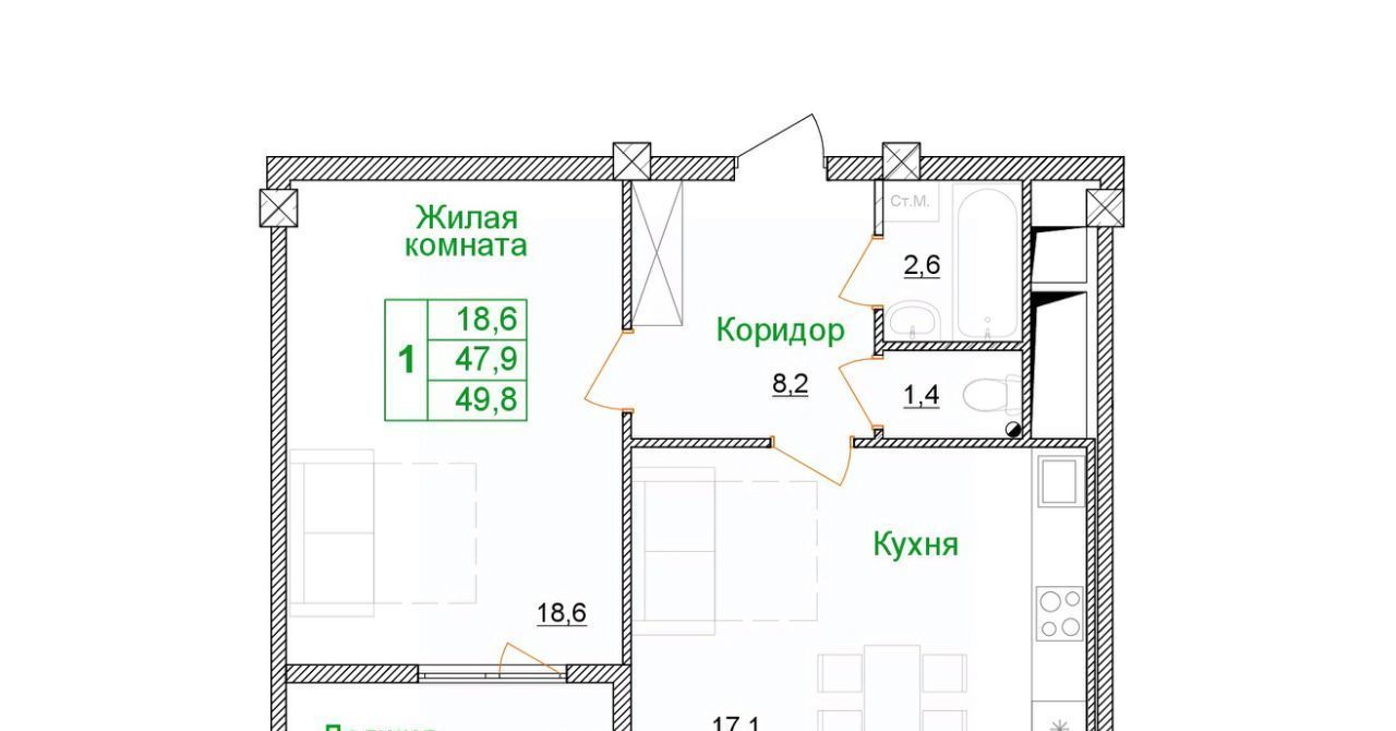 квартира г Старый Оскол микрорайон Космос ЖК Космос фото 1