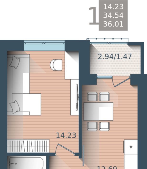 квартира г Калининград р-н Центральный ул Сержанта Мишина 81к/2 фото 1