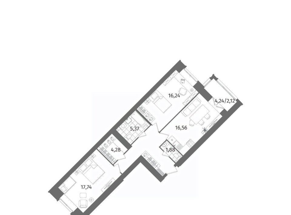 квартира г Санкт-Петербург метро Озерки ул Лиственная 20к/2 фото 3