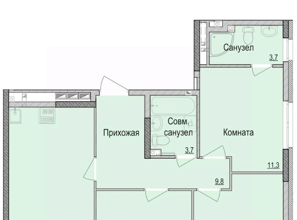 квартира г Ижевск р-н Первомайский Ракетный ЖК Умные Кварталы А14 жилрайон, 3-й мкр фото 1