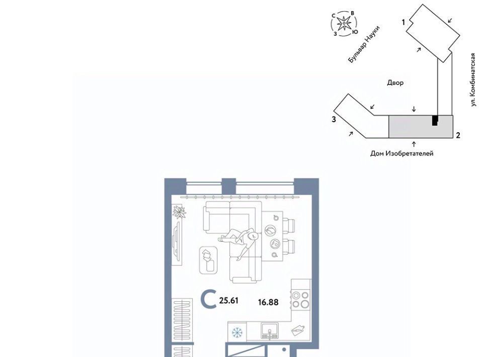 квартира г Тюмень р-н Калининский ул Комбинатская 16к/1 фото 1