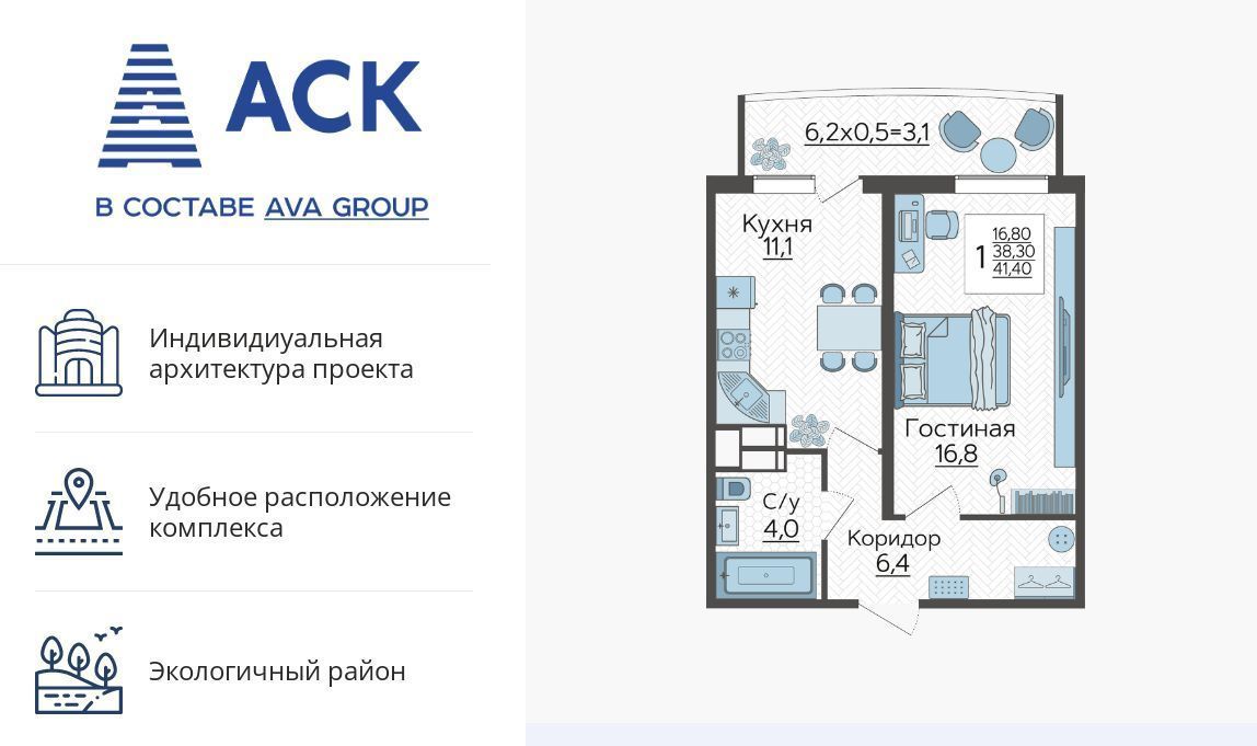 квартира г Краснодар р-н Прикубанский ул Садовое кольцо 3 ЖК «Зеленодар» фото 1