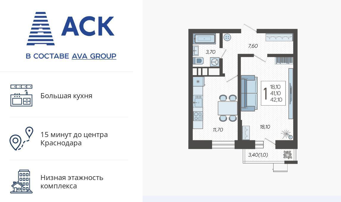 квартира г Краснодар р-н Прикубанский микрорайон 9-й километр ул Ярославская 115/2 фото 1