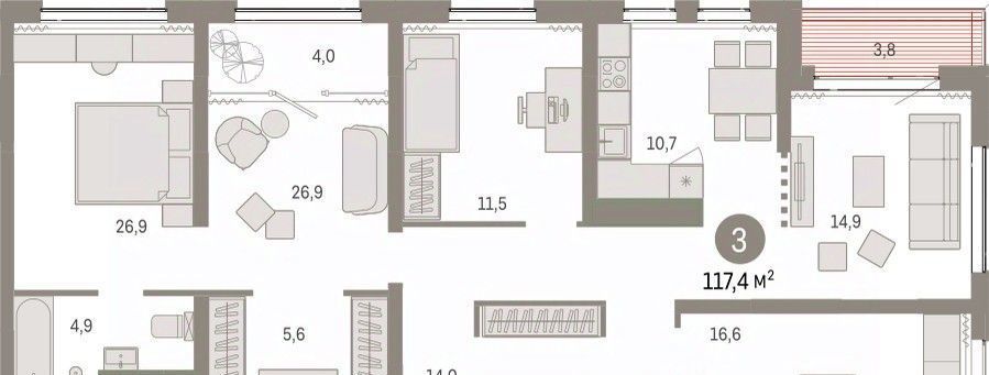 квартира г Сургут 35-й микрорайон ЖК квартал Новин 35-й фото 1