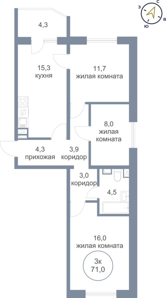 квартира г Нефтеюганск мкр 17-й 9 фото 1