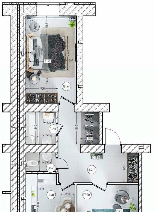 квартира г Кемерово р-н Ленинский б-р Строителей 60к/5 фото 2