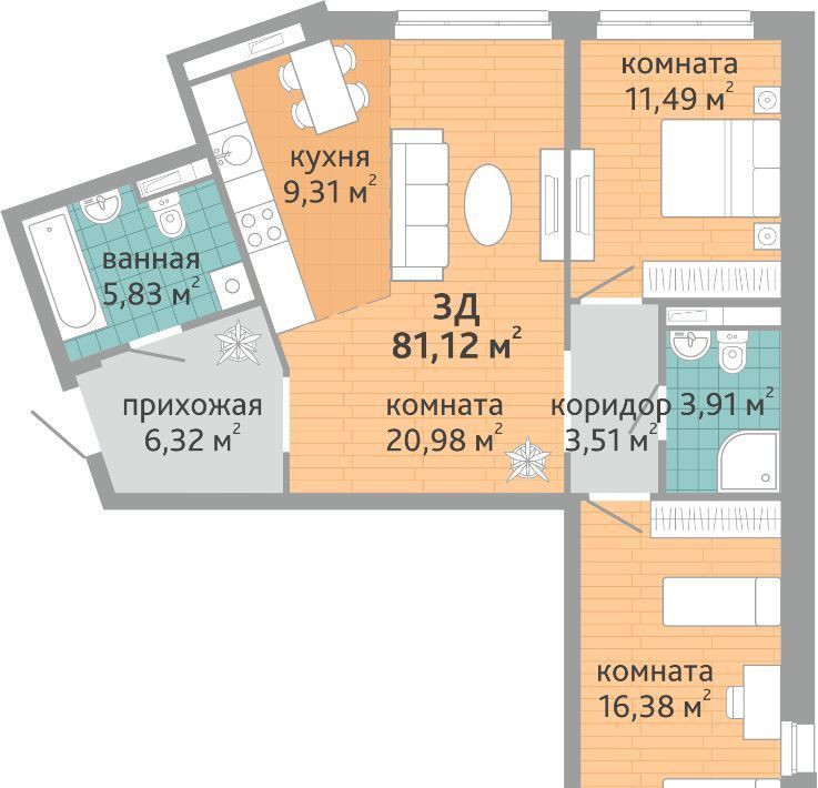 квартира г Екатеринбург р-н Верх-Исетский ВИЗ жилрайон, Семейный квартал Дружный жилой комплекс фото 1